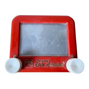 Vintage Pocket Etch A Sketch Mini Travel Size‎ Red Ohio Art Toy Retro